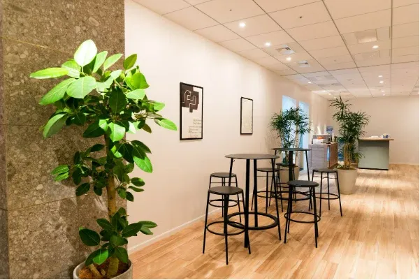 Standing tables and plants