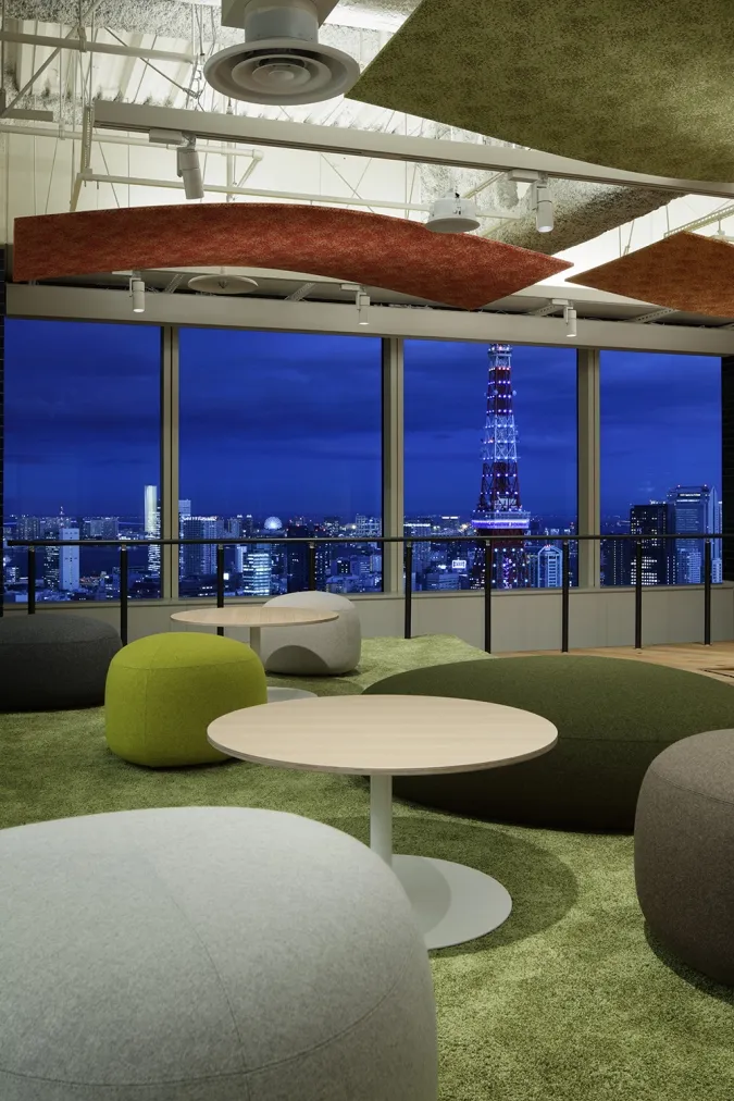 The lounge at night
