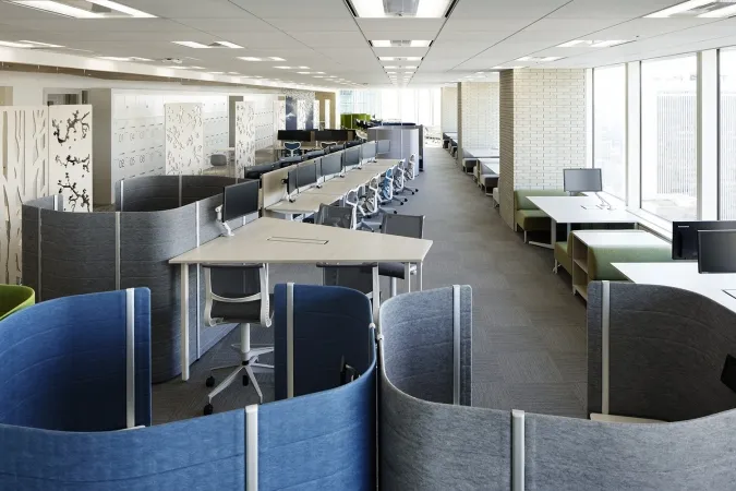 Desks and soft booths