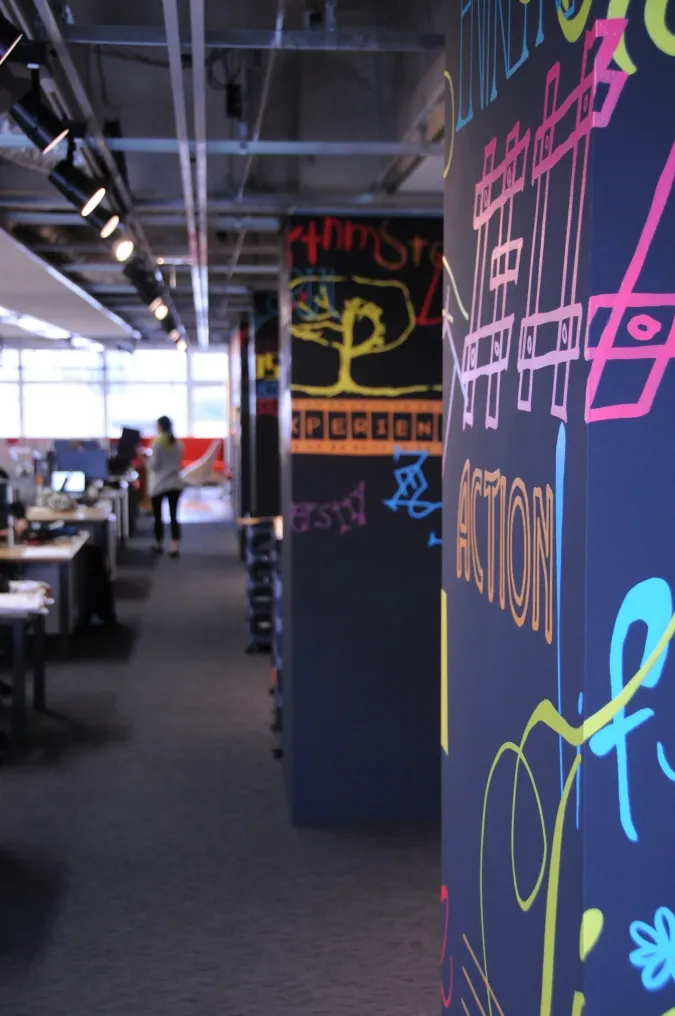 Graphics on the studio walls