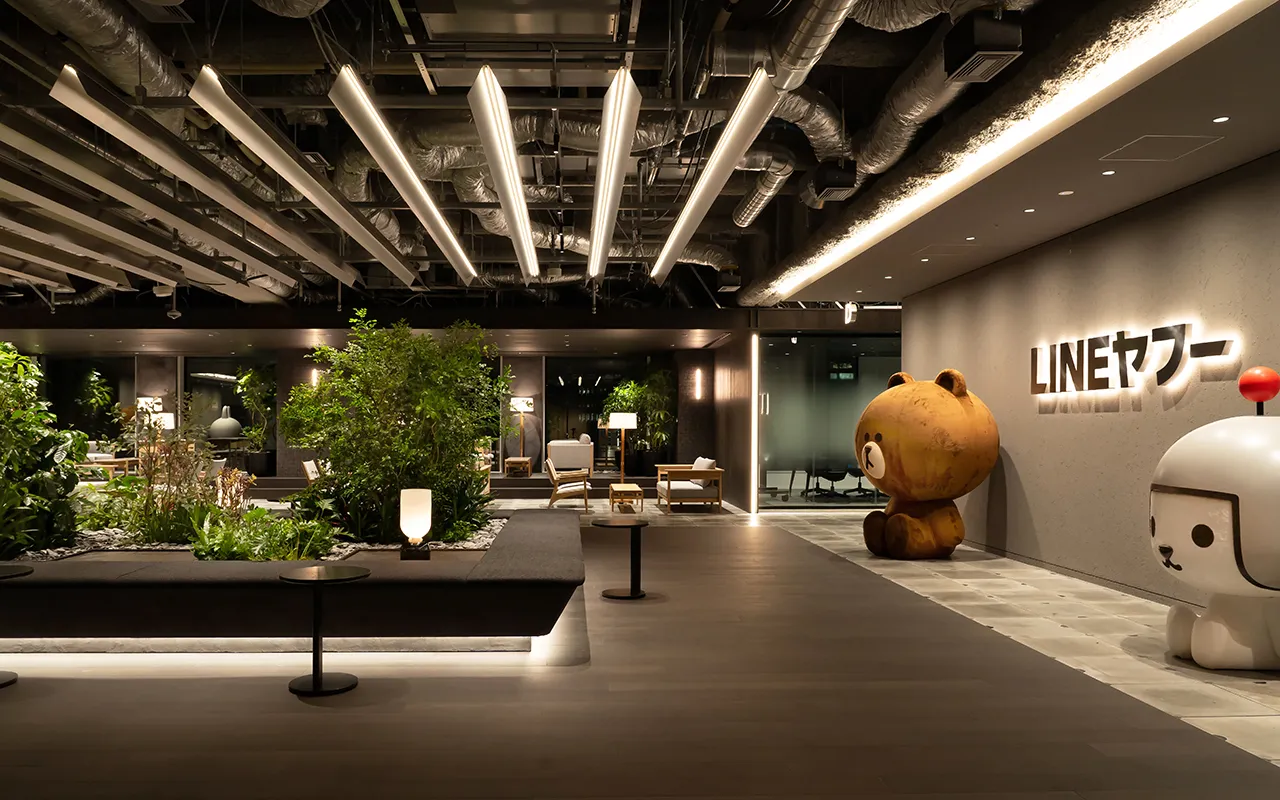 Reception, with characters and plants