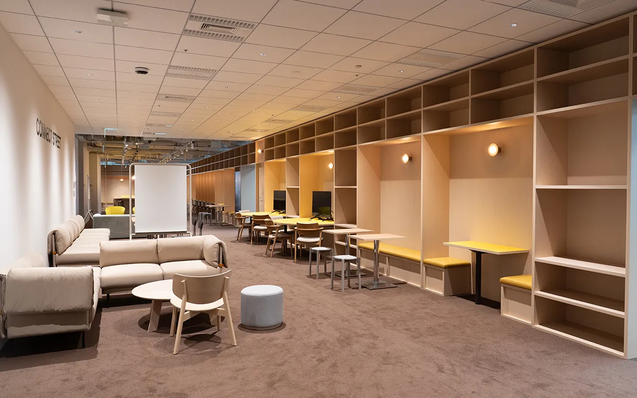 A lounge along the wall