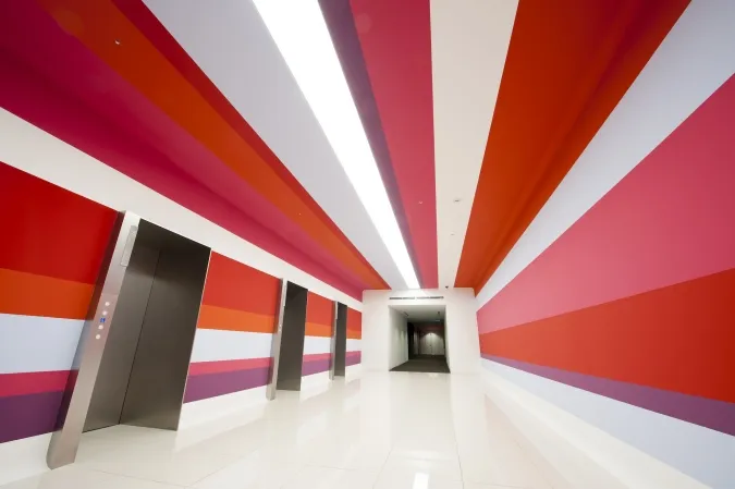 A striped corridor