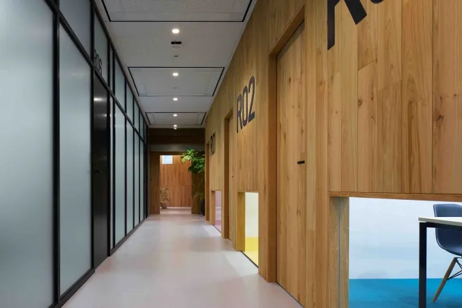 The corridor of meeting rooms