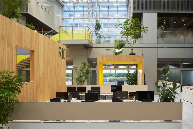 Looking across the work floor